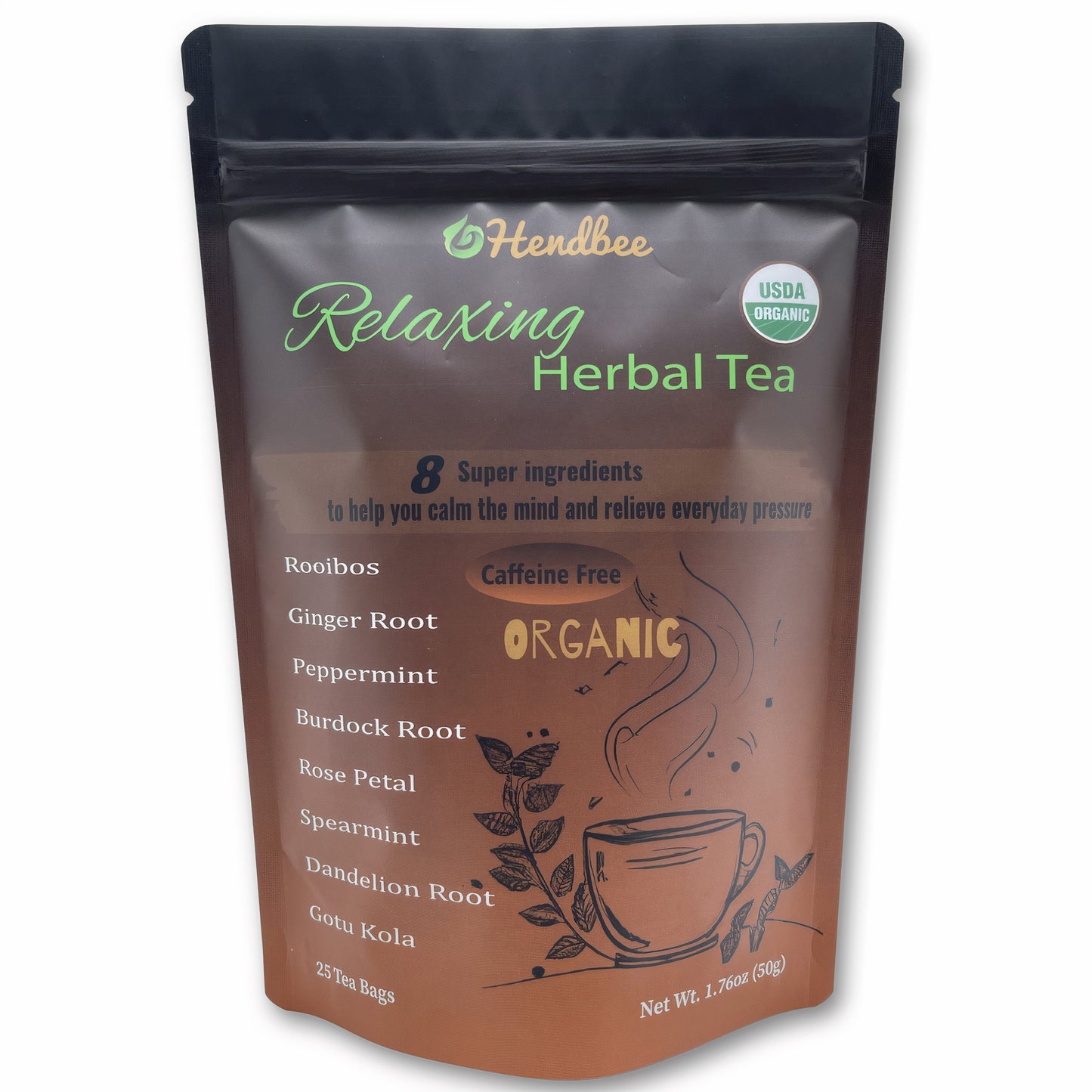 Organic Herbal Tea | Best Tea For Anxiety | Tea For Stress | Tea For Calming | Tea For Relaxation, Relaxing Organic Herbal Tea, Hendbee